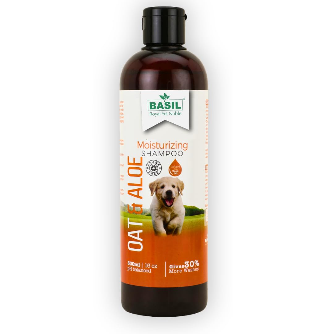 BASIL Royal Yet Noble Oat & Aloe Moisturizing Shampoo|Dog Shampoo For Sensitive Skin|Cleanse, Detangle & Moisturize For Smooth & Itch-Free Hair With Aloe Vera|Paraben-Free|500 Milliliter (B07TSWZK7X) Amazon Price History, Amazon Price Tracker