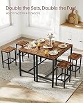 VASAGLE Ensemble de table, comptoir avec chaises à barres, industriel pour cuisine, vie, brun rustique ULBT15X