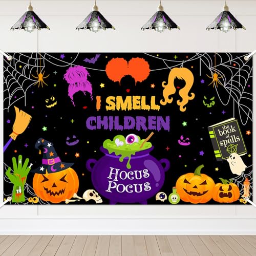 Avezano 6x3.6ft I Smell A Child Backdrop Hocus Pocus Witch Halloween Banner