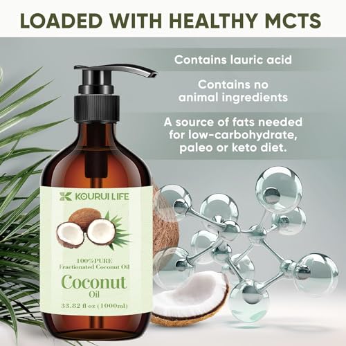 Fractionated Coconut Oil 1000ml - for Skin and Hair Use for Hair and Lip Gloss - Coconut Carrier Oil for Mixing Essential Oils - Image 4