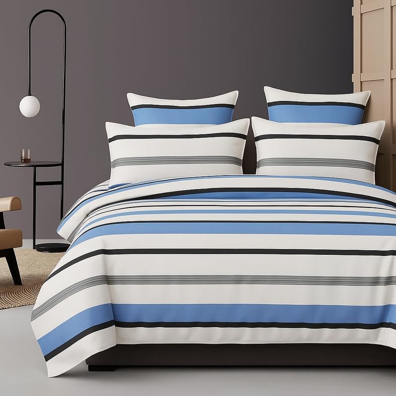 BSB HOME 300 TC Microfiber XXL Soft Cotton Super King Size Bedsheet for Double Bed, King Size 108 Inches X 108 Inches, 9 Feet, 275 X 275 cm with 2 Large Size Pillow Covers - Ivory White