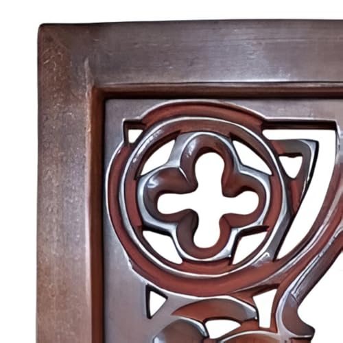 Image of Antique Black Hand Carved Wooden Jharokha Wall Mirror Frame for Home & Bedroom Decor - Traditional Arch Design (12x9 Inch) (Brown)