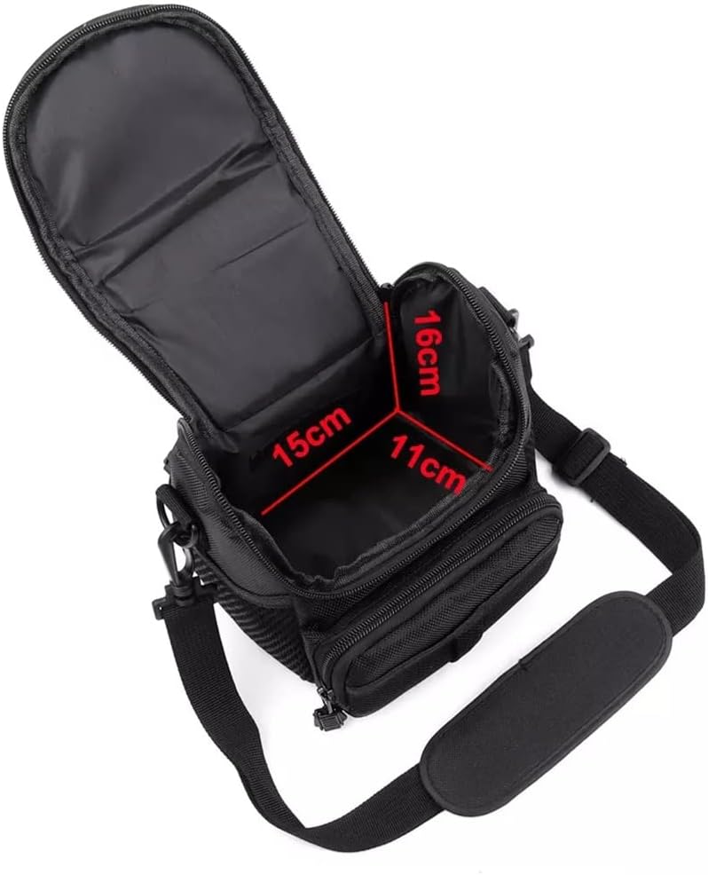 Camera Case Bag Adjustable Shoulder Strap Double Zippers Designed Shockproof Soft Lining Provides (Color : Black Size : 150 x 110 x 160 mm)