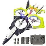 BEZGAR RC Airplane, 2.4GHZ 6-axis Gyro Remote Control Airplane, Gesture Remote Control Plane, 360° Flip Fighter Jet Toy, Toys for Ages 8-13 with Colorful LED Navigation Lights Green