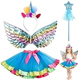 Set de Disfraz de Princesa Unicornio: 1 x Falda Unicornio, 1 x Diadema, 1 x Alas Unicornio, 1 x Varita de Hada. Un verdadero punto de atracción en todas las fiestas.