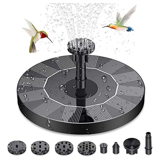 Solar Fountain, 6.3" Solar Fountain Pump for Bird Bath, Solar Water Fountain with 6 Nozzles and Fixer, Solar Bird Bath Fountains for Outdoors, Fish Tank, Garden, Pond, Pool and Aquarium