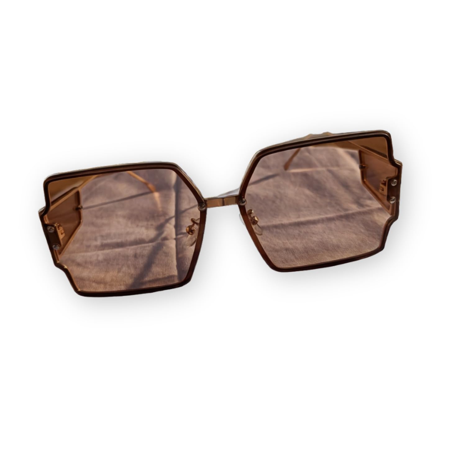 Oversized Square Sunglasses, Brown Gradient Lenses, Geometric Frame Design-picture-33
