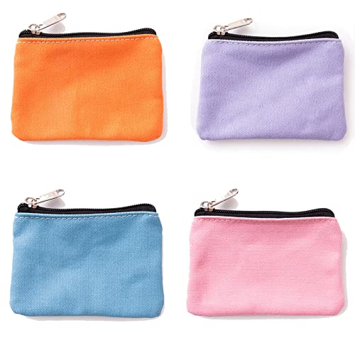 SBF Verschlussart Münzbeutel mit Reißverschluss Tragbare Kleine Leinwand Münztasche Geldbörse Münzbörsen Reißverschluss,4 Stücke,für Kreditkarten ID Karten Schlüssel Headset Lippenstift, Mehrfarbig Cover