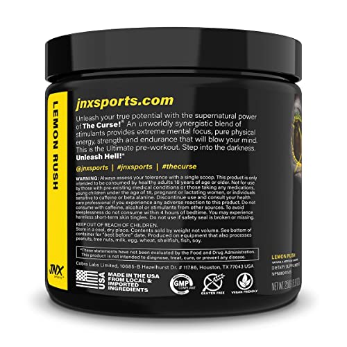 Jnx Sports The Curse! Pre Workout Supplement - Energy & Focus, Enhanced Blood Flow - Vegan Nitric Oxide Booster With Creatine & Caffeine | Lemon Rush | 50 Srv #TOP2