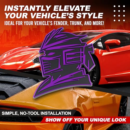 Image of Samurai Emblem, Custom 3D Car Badge - Universal Exterior Accessories for Car, Truck, SUV, Motorcycle (Set of 2) (Purple)