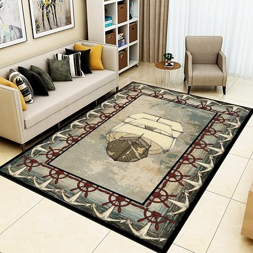 Tapete decorativo con tema náutico, 5x8 ft miniatura 2