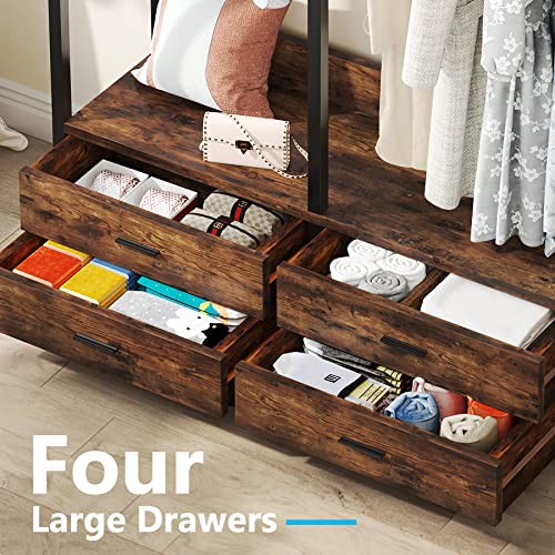 Image of Tribesigns Freestanding Closet Organizer, Garment Rack with 4 Drawers