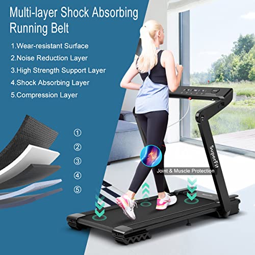 Image of Goplus 4.0HP Heavy Duty Folding Treadmill, Electric Foldable Superfit Treadmill with LED Touch Screen, Heart Rate Monitor, APP Control, Fatigue Button, Walking Running Machine for Gym, Home