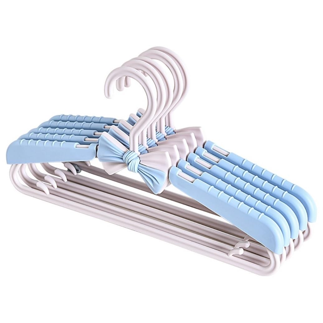 Perchas Ropa 10 Uds Perchas Ajustables Percha para Niño Y Niña Perchas De Almacenamiento Antideslizantes De Plástico para Ropa Estante Organizador De Armario para Ropa Colgadores de Ropa (Color : BLU
