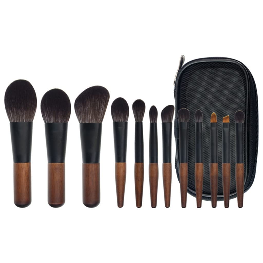 Mini Portatile 12 Set di pennelli per Trucco Pennello per Cipria in Polvere Pennello per ombretto Strumento di Bellezza