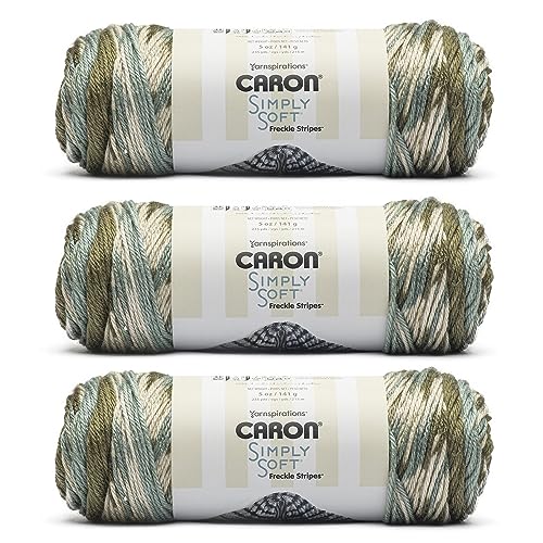 Caron Simply Soft Freckle Moss Yarn - 3 Pack of 5oz/141g - Acrylic - #4 Worsted (Medium) - 235 Yards - Knitting & Crochet