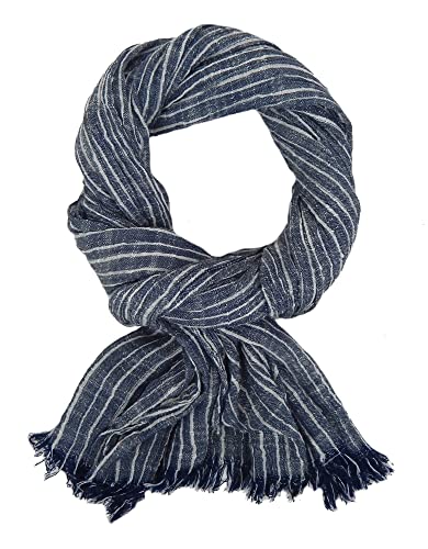 Bufanda para hombre con rayas marítimas azul y blanco para paseos marítimos Ella Jonte