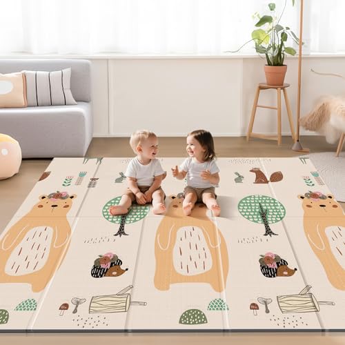 Image of UANLAUO Foldable Foam Kids Play Mat for Babies - Reversible Baby Floor Mat for Infants/Toddlers, Non-Toxic Waterproof Thick Baby Crawling Mats, Indoor Outdoor Playmats for Babies(71x59x0.4 Inch)