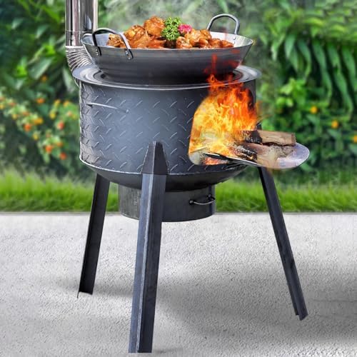 Outdoor Wood Burning Stove for Camping, 30cm Chimney Portable Heating Stove for Tent, Picnics, Fishing, Cooking & Barbecue - No Furnace Cover Needed(43 * 50cm)