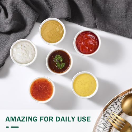 6.5CM White Porcelain Ramekins 85ML Baking Cups for Souffle Porcelain Souffle Dish for Small Cakes Creme Brulee Pudding and Ice Cream Sauce and Dips- Durable Pack of 6 - Image 5