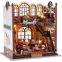 Quanquer Miniature House Kit Magic Book Store Book Nook with Furniture وLED Light - مجموعات DIY للبالغين - بيت الدمية الخشبي - نموذج حرفي رائع مصنوع يدويًا - هدايا مثالية لديكور المنزل الصغير