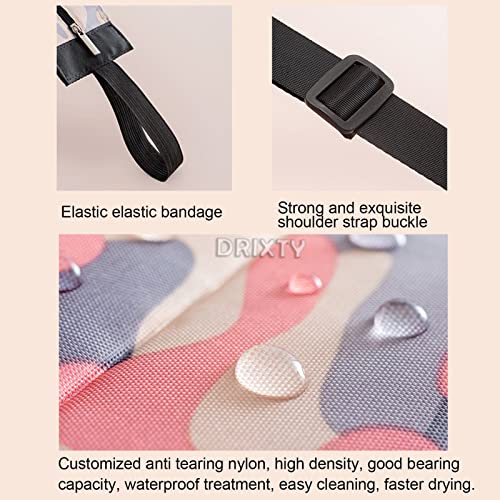 Image of Folding Supermarket Shopping Bag Waterproof Zipper Tote Handbag With Designer Pattern, Reusable. Roll And Compact. Lightweight Shoulder Travel Bag For Men And Women, Folds To Pocket Size,Brown