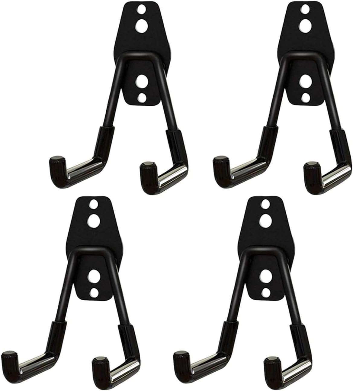 Garage Hooks, 4 Packs Black Garage Storage Hooks Wall Mount, Heavy Duty Steel Utility Hooks with Anti-Slip Coating, Garden Small U Hooks, Garden Yard Tool Organizer for Garage