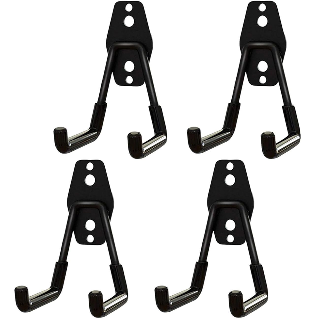Garage Hooks, 4 Packs Black Garage Storage Hooks Wall Mount, Heavy Duty Steel Utility Hooks with Anti-Slip Coating, Garden Small U Hooks, Garden Yard Tool Organizer for Garage