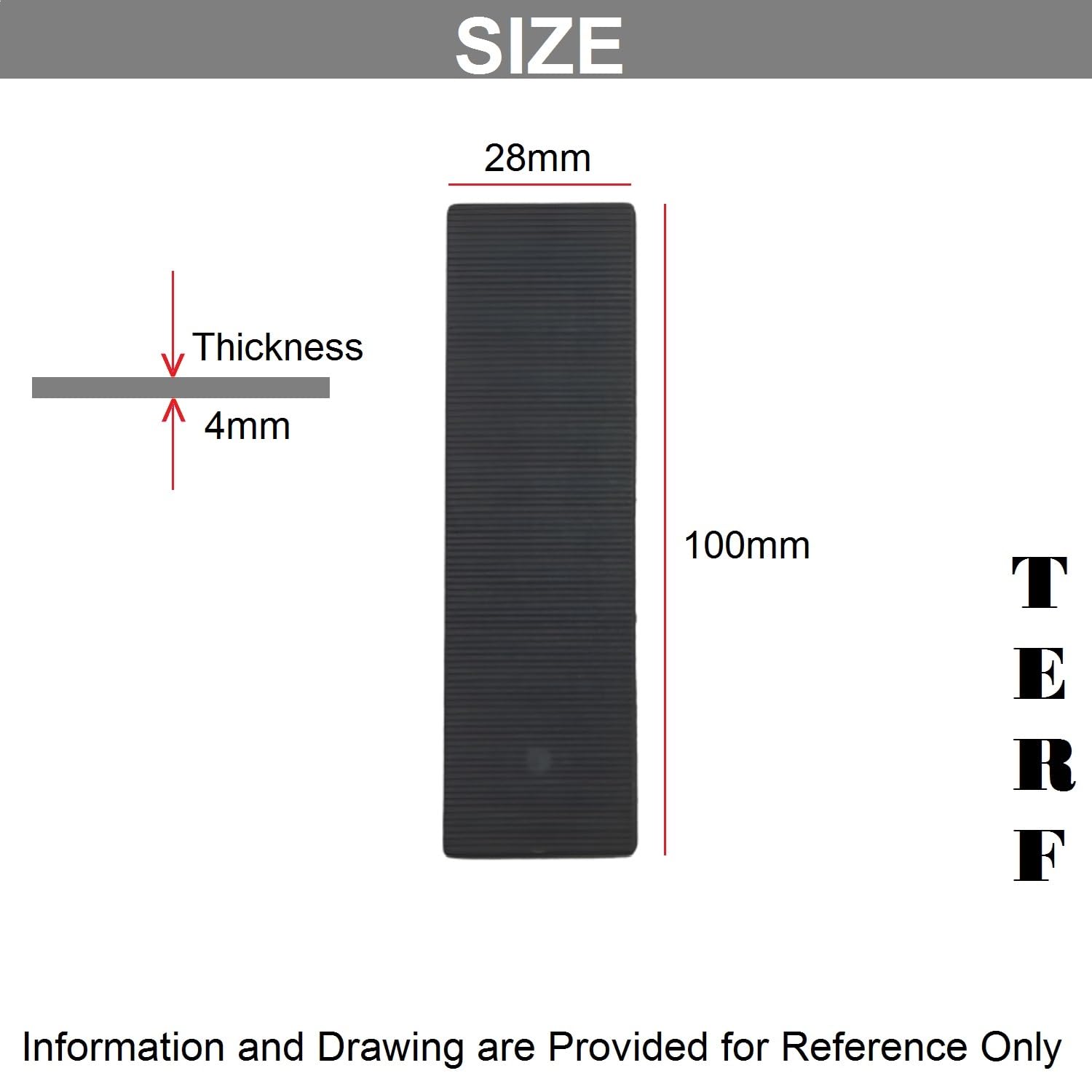 TERF® Lot de 50 cales plates en plastique pour vitrage de fenêtre - 28 mm x 100 mm x 4 mm d'épaisseur