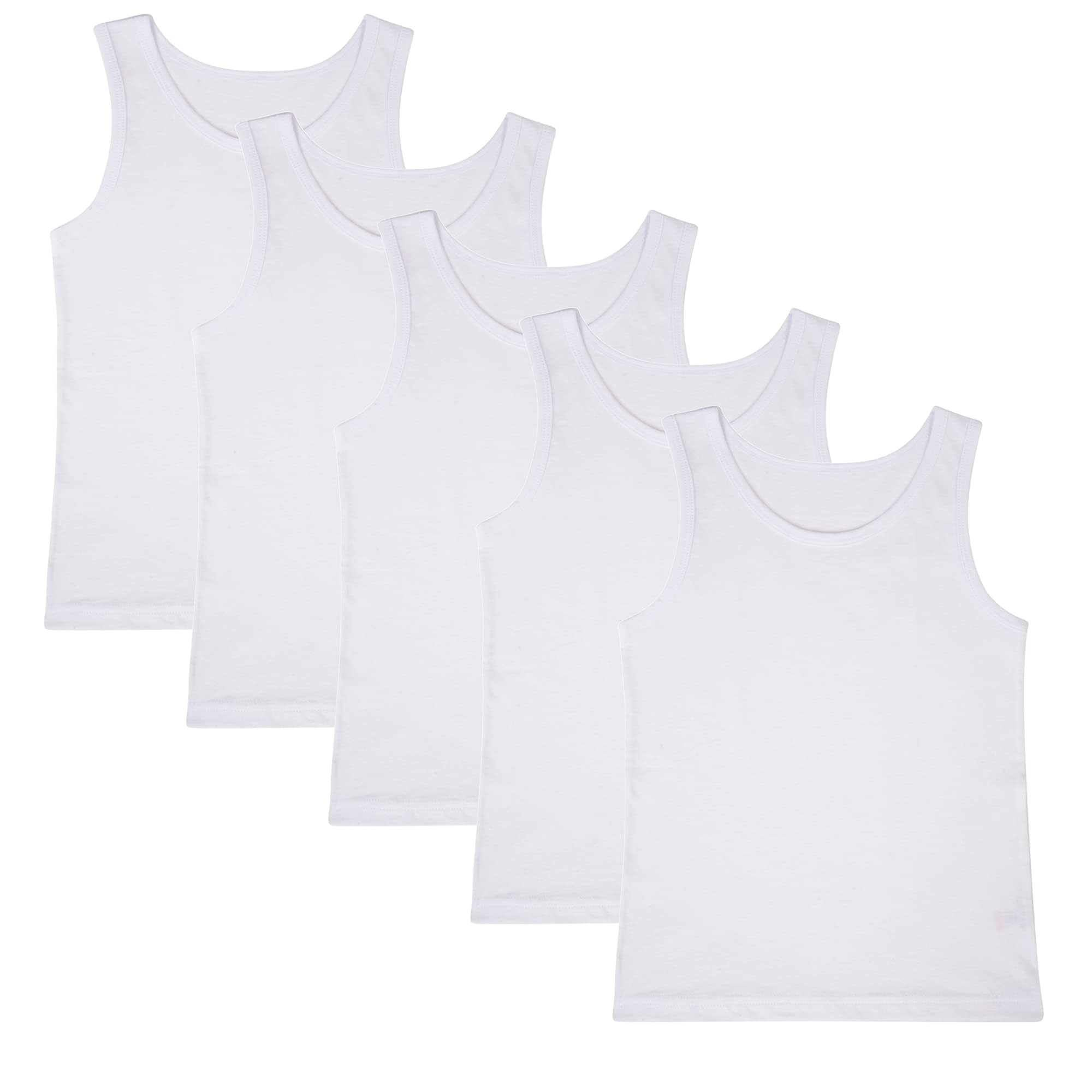 Boys TEW 5 Pack Vests - 6/7 YRS - White