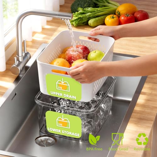 5 Pack Fruit Storage Containers for Fridge, Plastic Fruit Containers for Fridge with Removable Colanders, Leakproof Frid - Additional View