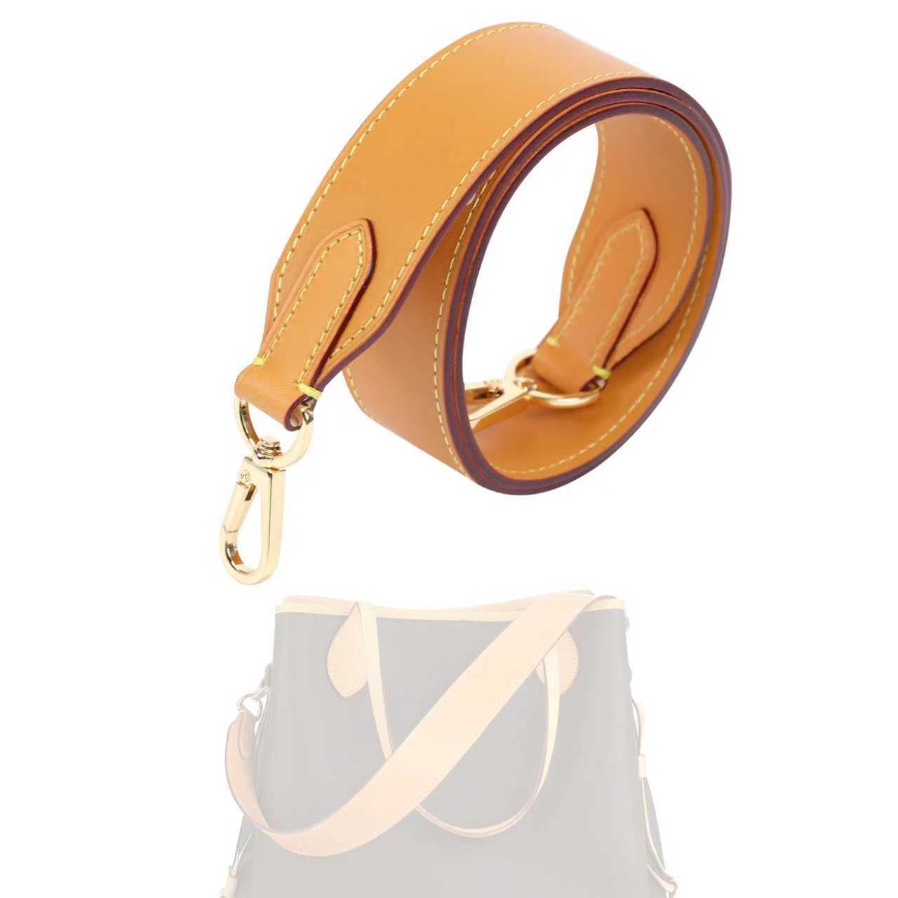 XYJG Vachetta Leather Strap for LV Neverfull Bag,Double Sided Usable Cowhide Crossbody Purse Strap for Handbag, Beeswax, 【39.4inch Long】,1.6inch Wide