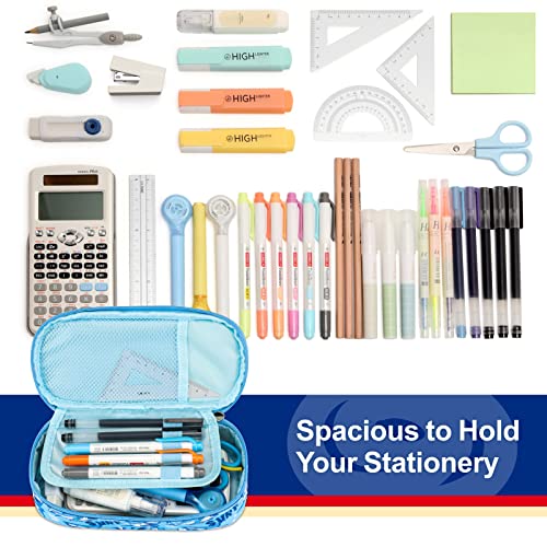 Image of Bagseri Pencil Case for Boys - Cute Pencil Case for Kids Large Capacity Pencil Pouch Organizer Multi-Slot Pencil Box for School, Pen Case Only (Blue Shark)