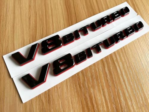 Image of 2PCS 2017+ V8 Biturbo Left & Right Side Decal Badge Sticker Emblem (Redline)