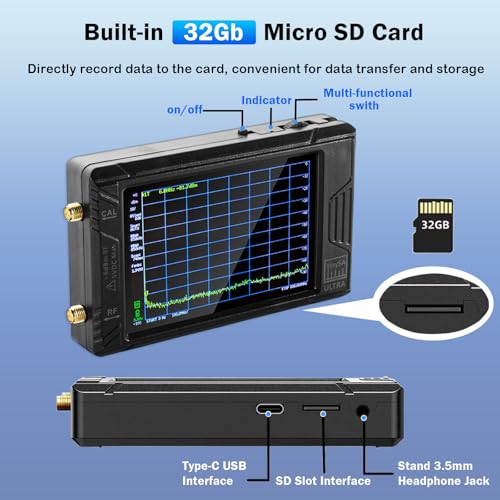 Image of TinySA Ultra ZS405 Spectrum Analyzer, 100kHz-5.3GHz V0.4.5 4inch Portable Tiny Frequency Analyzer with 32gb Card & 3000mAh Battery, 2 in1 Signal Generator 100kHz to 800MHz MF /HF /VHF UHF Input