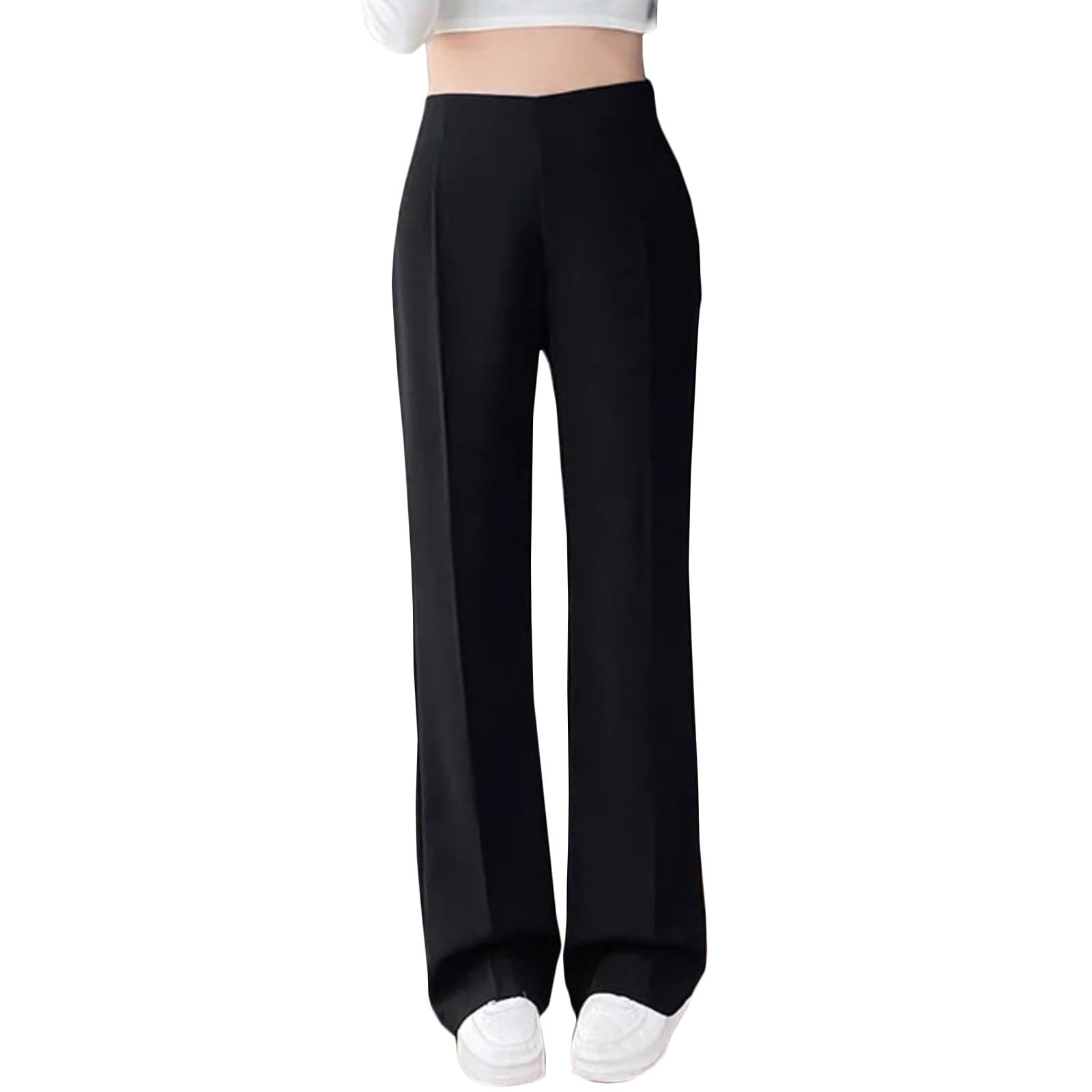 Womens Wide Leg Dress Work Pants Business Casual Slacks High Waist Pull On Bootcut Stretchy Trousers with Pockets