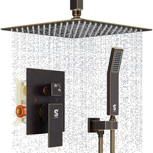 Image of SR SUN RISE 12 Inch Ceiling Mount Rain Shower System,Oil Rubbed Bronze