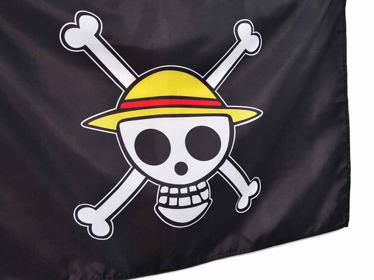 Bandiera di One Piece con Jolly Roger | Bandiera della fascia di cappello di paglia di Monkey D. Ruffy, 97 x 64 cm