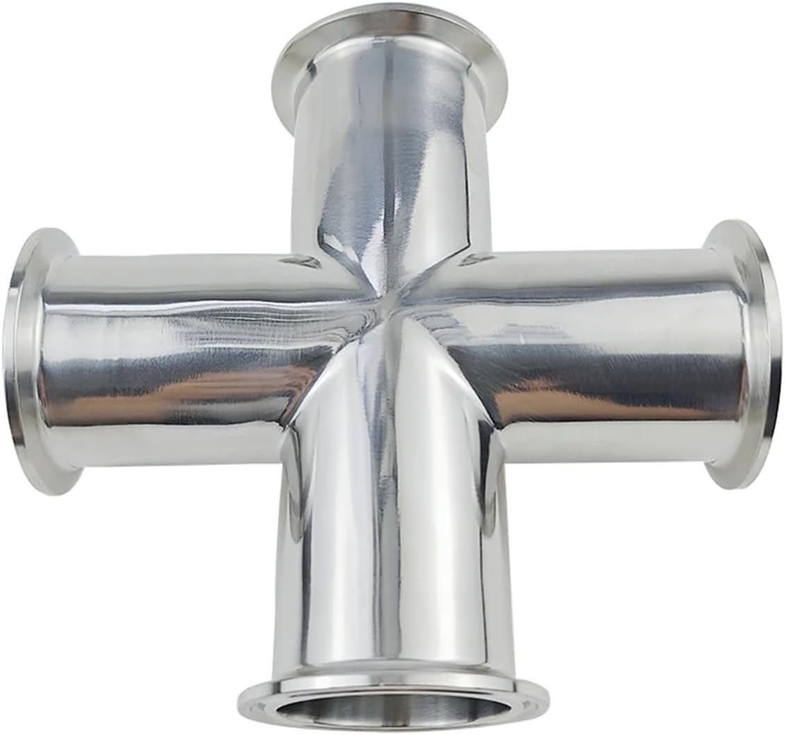 19/25/32/38/45/51mm Pipe ODx1.5/2"/2.5"/3"/4" Tri Clamp Cross 4 Ways Splitter(45mm x Ferrule 64)