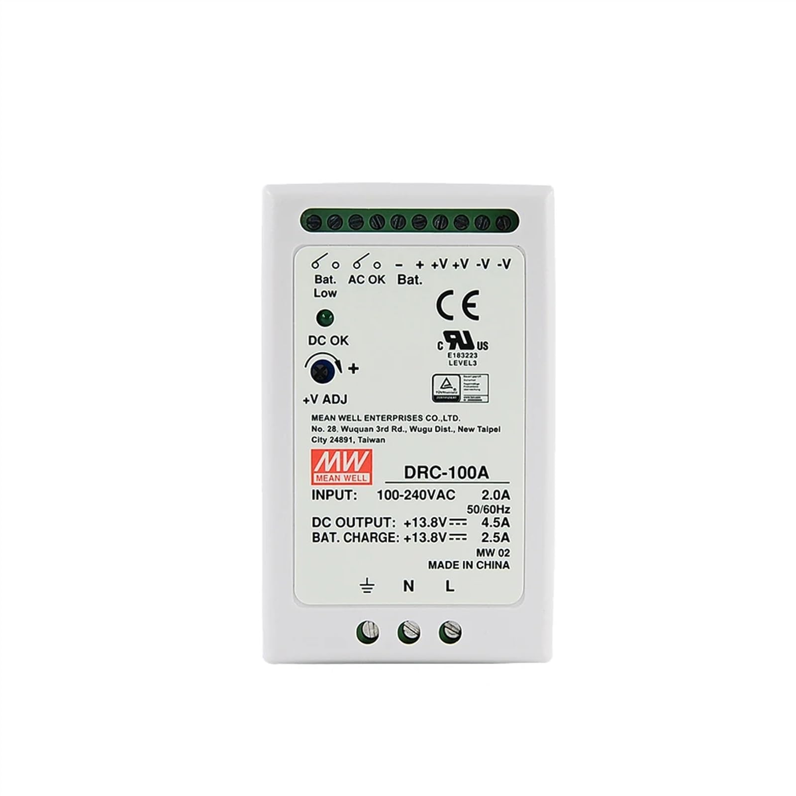 Fuente de alimentación de Seguridad de Carril DIN Serie DRC, Salida única 40/60/100W con función UPS de Cargador de batería(DRC-40B)