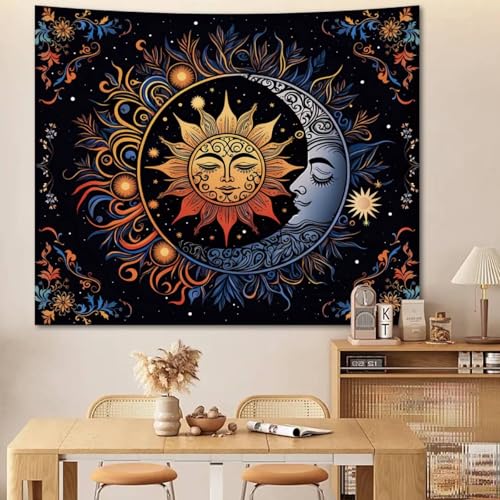 Apdidl Hippie Sun And Moon Tapestry For Bedroom Aesthetic, Boho Bohemian Vintage Decor Tapestries Wall Hanging thumb #3