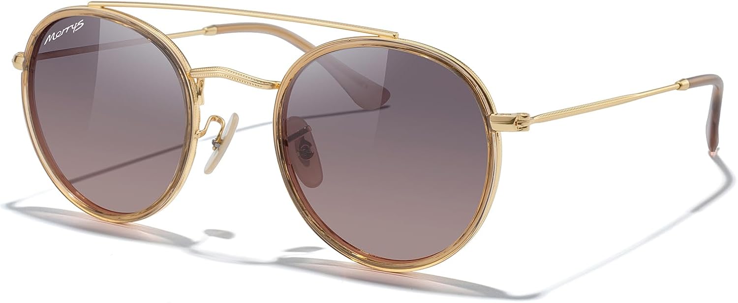 MERRY'S Retro Round Polarized Sunglasses - Unisex Double Bridge Sun Glasses - Image 3