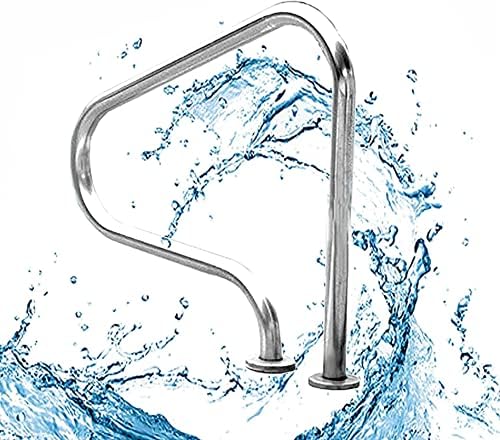 Handrail Stainless Steel Swimming Pool Handrails,Safety Grips 80x80CM for Inground Pool Entry - Easy-to-Assemble (Thick 1.5mm)
