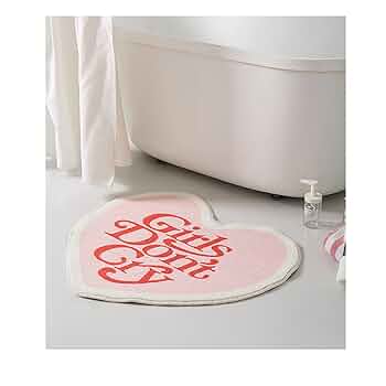Girls Don't Cry ハート型ラグ Amazon.co.jp: Girls Don't Cry バスルームラグ ピンク 英字