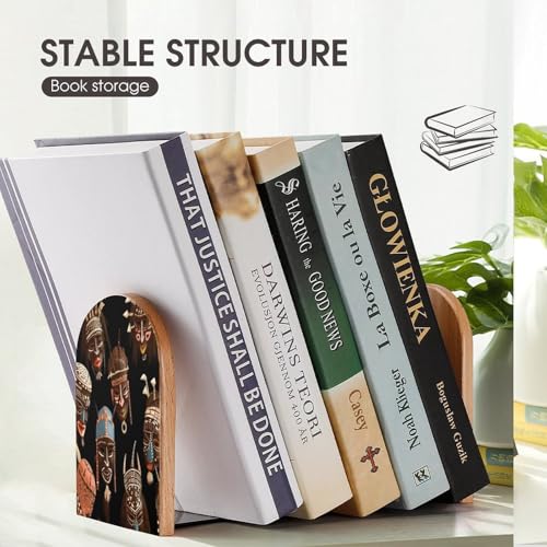 Sujetalibros de madera africano tribal económico y soporte universal estable 8