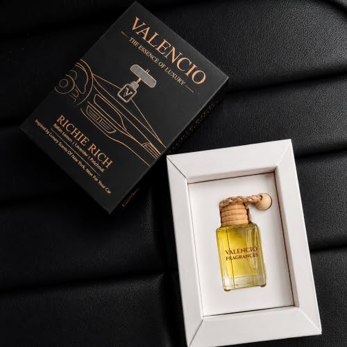 Image of Valencio Luxury Car Perfume Richie Rich - Italian Lemon Hanging Diffuser | Fragrance Inspired by Luxury Body Perfumes | Natural Essential Oils | Long-Lasting Fragrance Up to 45 Days