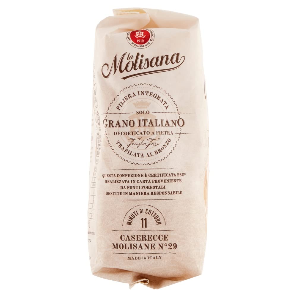 La Molisana Casarecce Molisane N.29 Pasta Lenta Lavorazione pasta de sémola de trigo duro, dibujo de bronce, 500 g + 2 polpa italiana gourmet