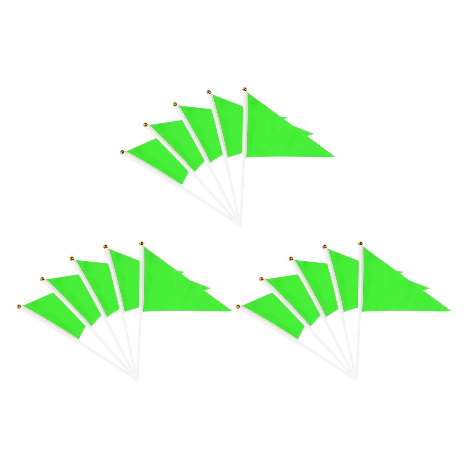 YELARXI Handheld Triangle Flag, Pennant Flags on Sticks Flags Small Mini Solid Blank Hand Held 30Pcs & Green - Fit for (DIY Graffiti/Cheerleading/Party Events Celebration) — image 1
