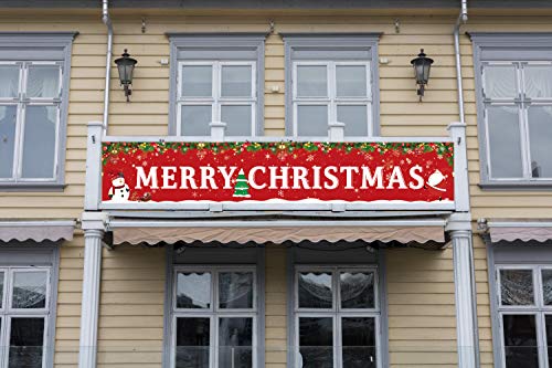 feiwo Large Merry Christmas Banner,Xmas Outdoor & Indoor Hanging Decor,Xmas Sign Huge Xmas Home Party Decoration (Christmas Tree) - Thumbnail 5