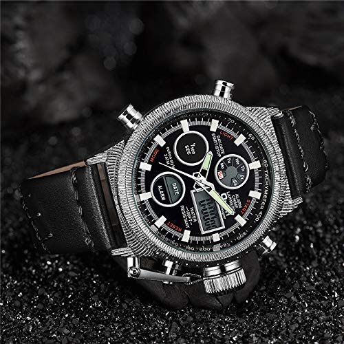 Yuxahiugnsssb heren horloges Echt leer Sport Watches High Precision Quartz waterdicht horloge Mannen multifunctionele quartz horloge (Color : 6) - Afbeelding 7